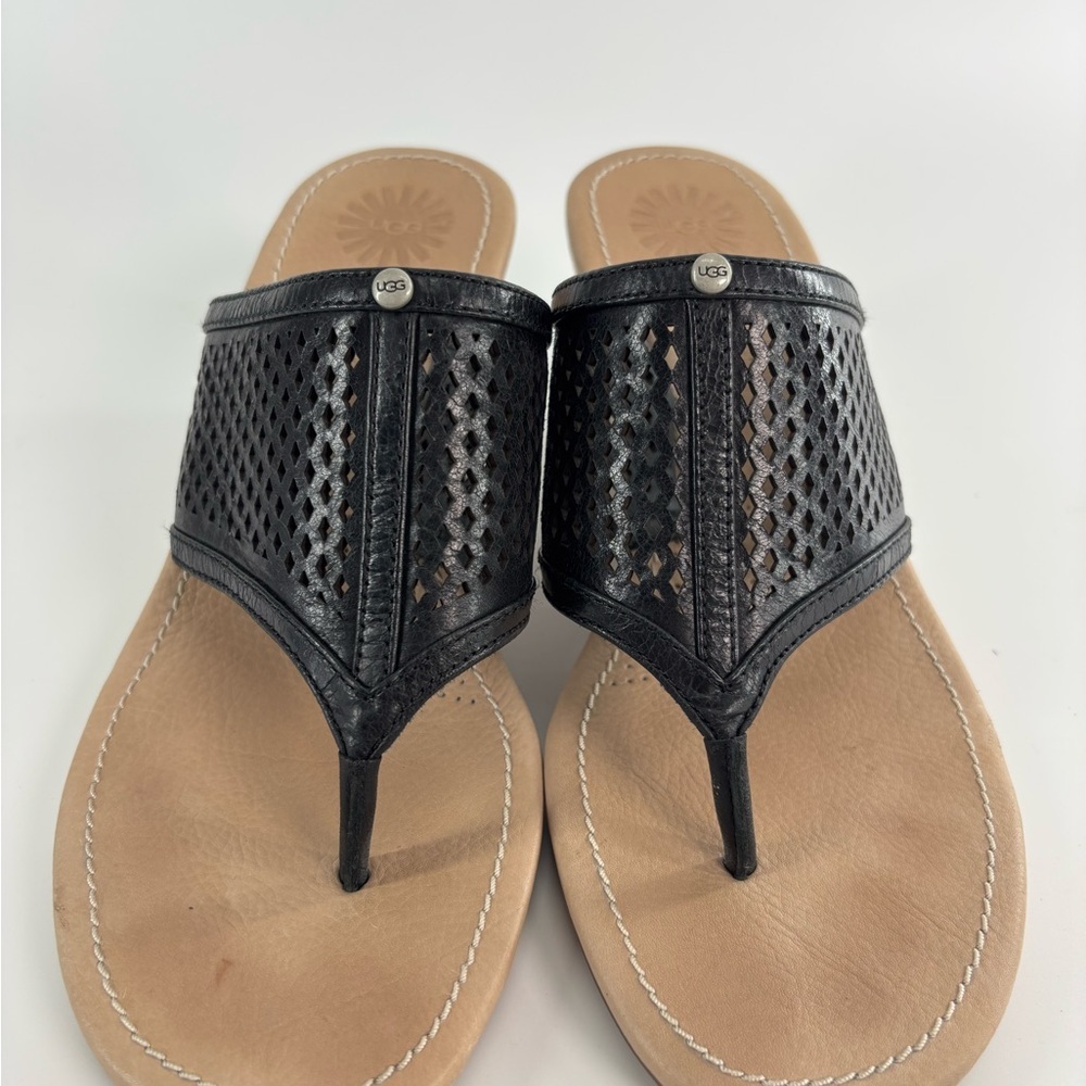 Ugg Solena leather wedge sandals black 9.5 *Runs small, fits like an 8 - Picture 12 of 12